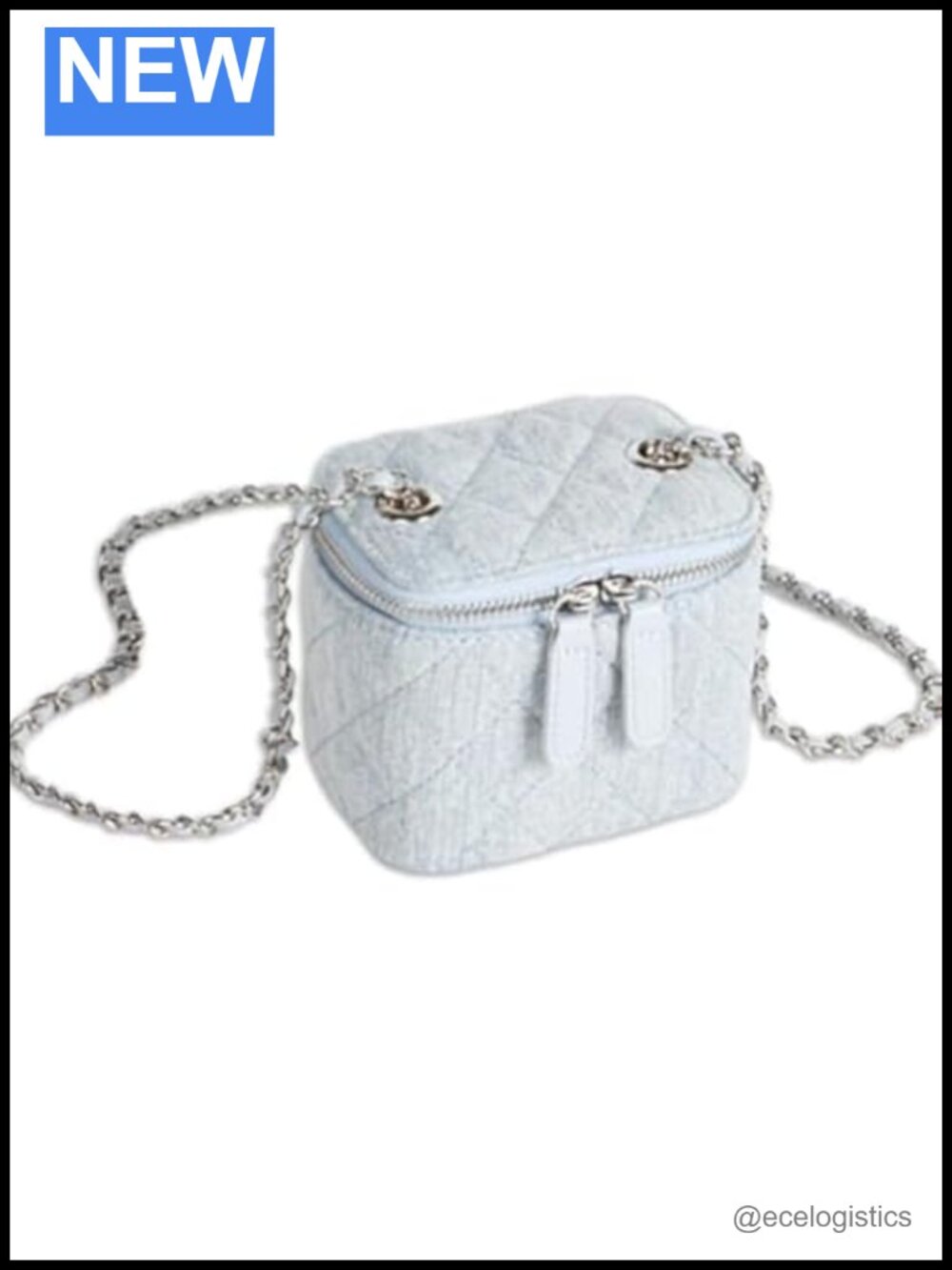 Mini Denim Crossbody Bag Square Box Purse with Chain and Zipper